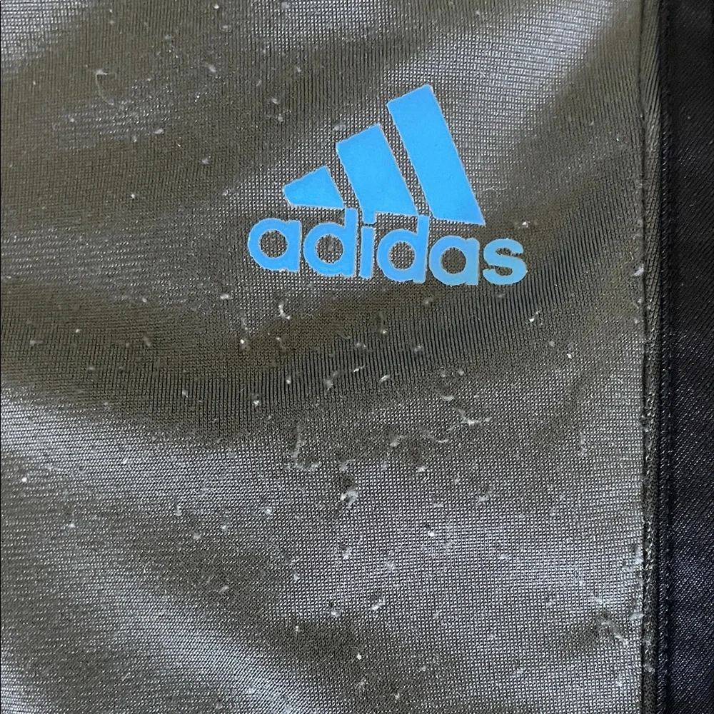 adidas Black Sweatpants with Blue Logo and Side Detail | M